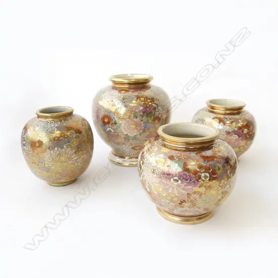 4 FLORAL SATSUMA VASES H.160mm