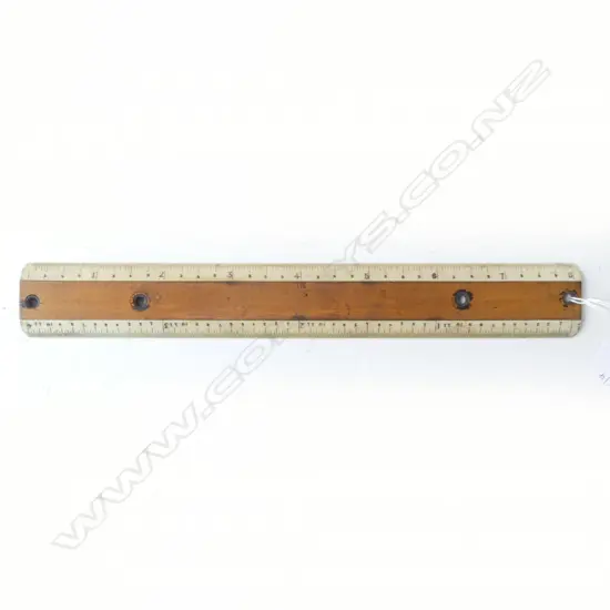 ANTIQUE IVORY & WOODEN SCALE RULE QUALITY WORKMANSHIP, L.315MM