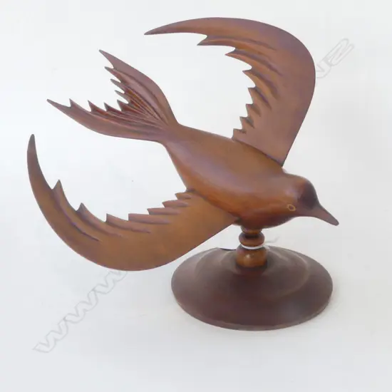 PITCAIRN ISLAND VINTAGE CARVED HARDWOOD FLYING BIRD L.330mm small professional repair