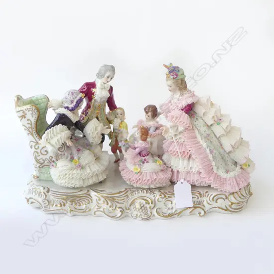 IRISH DRESDEN FIGURE GROUP 'GRANDMOTHERS BIRTHDAY' 330mm
