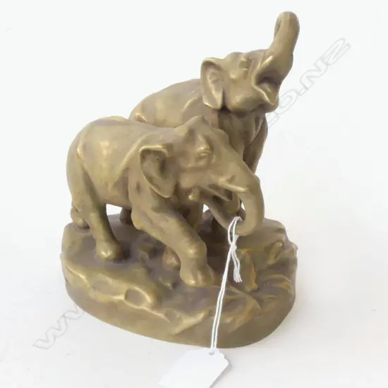 ROYAL DUX FIGURINE; 2 ELEPHANTS H.170mm