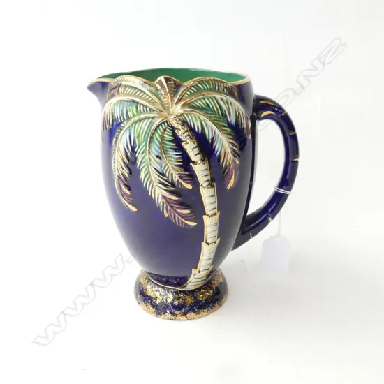 BESWICK DARK BLUE GLAZE PALM JUG H180MM