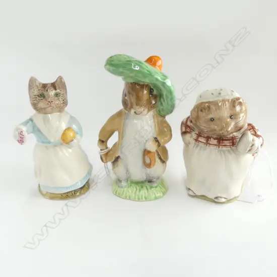3 R.ALBERT BEATRIX POTTER FIGURES; TABITHA TWITCHIT, MRS TIGGY WINKLE, BENJAMIN BUNNY