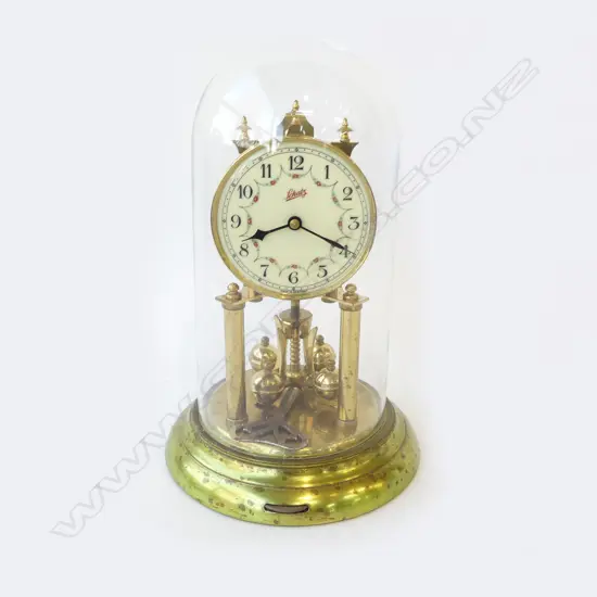SHATZ BRASS GLASS DOME CLOCK H300MM