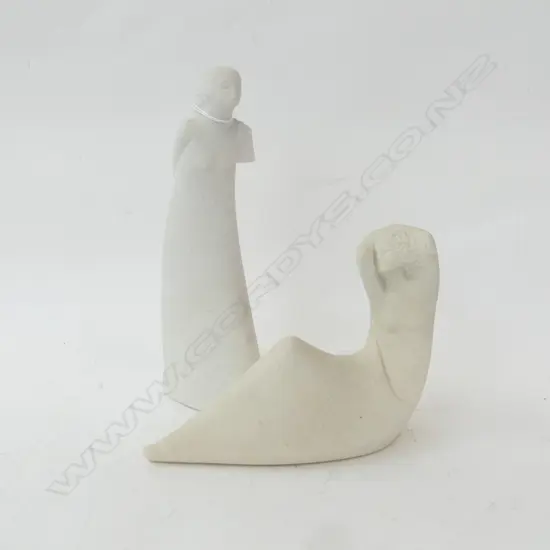 2 MARBELL BELGIUM STONE ART LADY FIGURES H240MM TALLEST