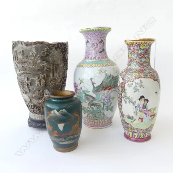 4 ORIENTAL VASES H.350, 310, 300, 160mm