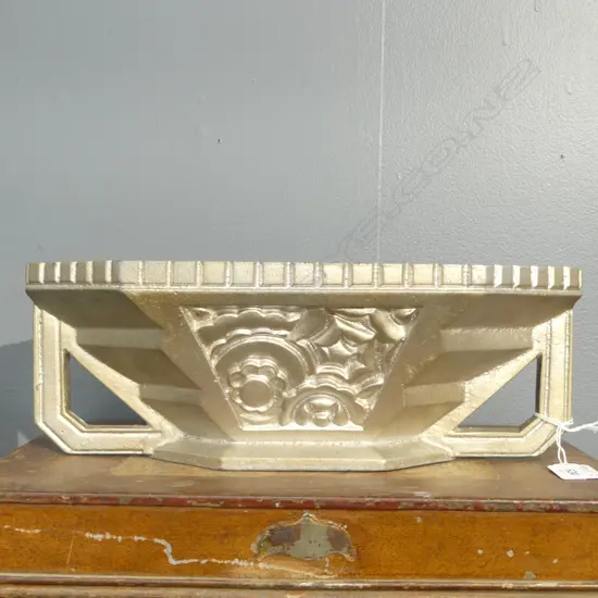 ART DECO CAST IRON VASE, SILVER FINISH W.330mm