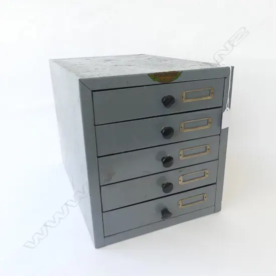 VINTAGE METAL 5 DRAWER COLLECTORS CABINET 260x385x285mm 
