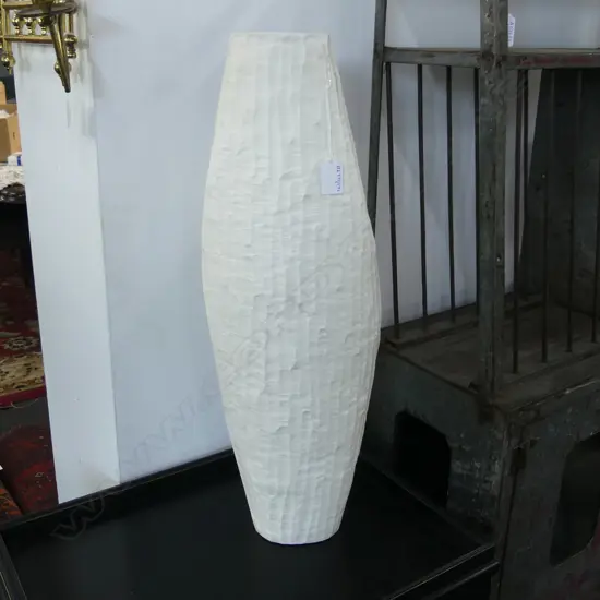TALL BLANC DE CHINE TREE BARK PAT RETRO VASE H580MM