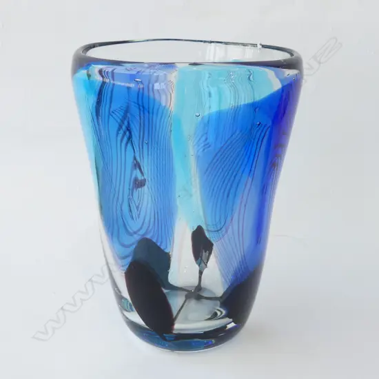 BLUE ART GLASS VASE H.270mm