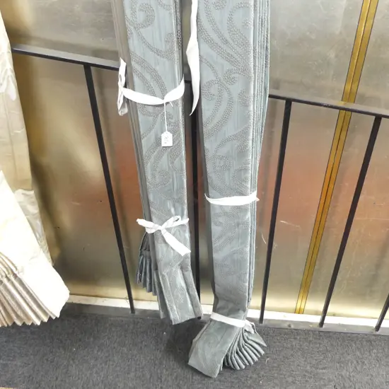 CELADON SILK TAFFETA CURTAINS L.2400mm