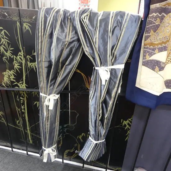 BLUE SILK TAFFETA CURTAINS L.2300mm