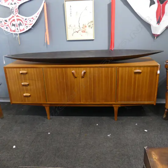 RETRO / MID CENTURY MAHOGANY VENEER SIDEBOARD CABINET, MINOR LOSSES 1815x405x735mm