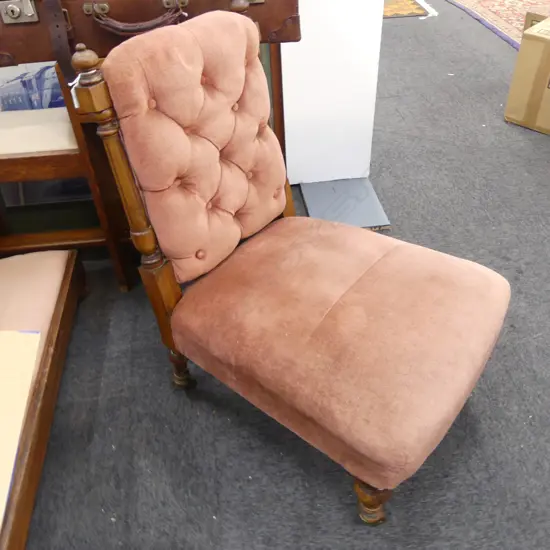 VICTORIAN NURSING CHAIR PINK UPHOLSTERY