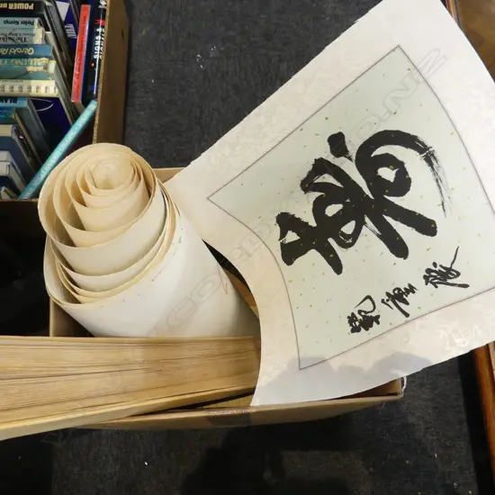 ORIENTAL SCROLLS + LG WOODEN FAN