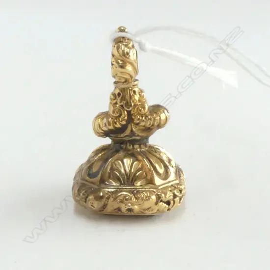 VICTORIAN GOLD/ROLLED GOLD DECORATIVE FOB SEAL intaglio cut citrine panel