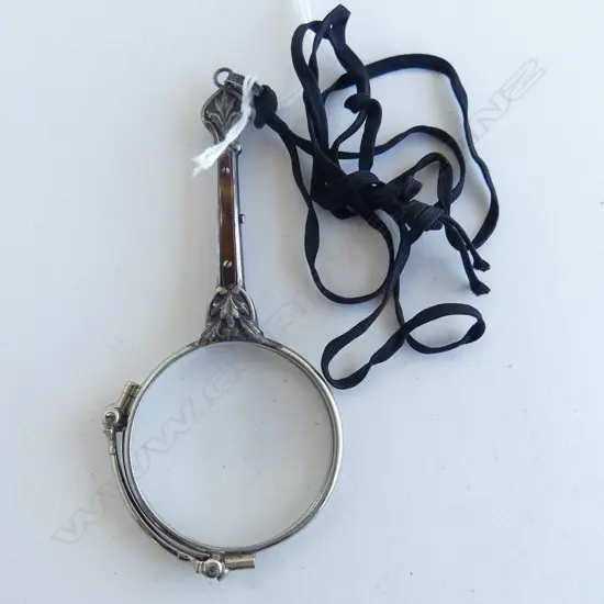 FRENCH SILVER & TORTISHELL LORNETTE OPERA GLASSES L100MM
