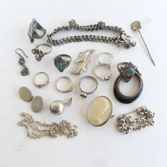BAG LOT SILVER JEWLERY 96GMS