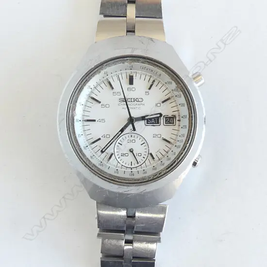 VINTAGE SEIKO AUTOMATIC GENTS WRISTWATCH STAINLESS not working. + booklet & spare links