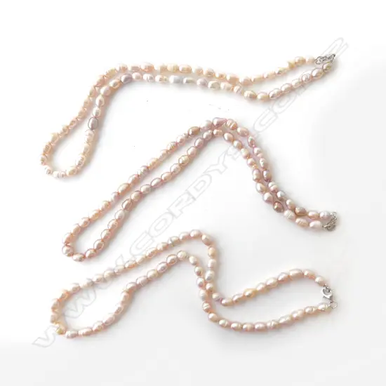 3 FRESH WATER PEARL NECKLACES S/SILVER CLASPS