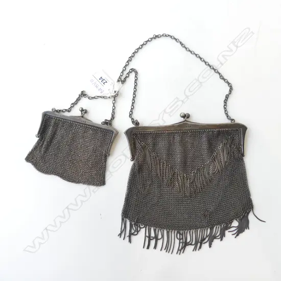 2 ANTIQUE STG SILVER MESH PURSES 259gms