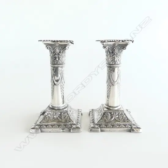 PR STG SILVER COLUMN CANDLESTICKS, SHEFFIELD 1898 H.150mm