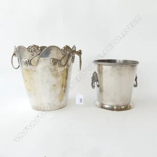 2 SILVER METAL CHAMPAGNE / WINE BUCKETS H.205 / 150mm