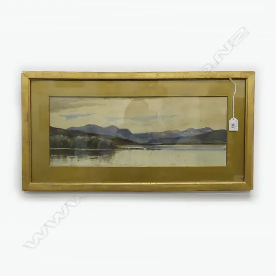 ARTIST UNKNOWN, ANTIQUE LAKE LANDSCAPE WC 190x490mm