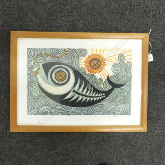 DICK FRIZZELL 'MAUIS FISH' SCREEN PRINT '95 22/136 370x540mm