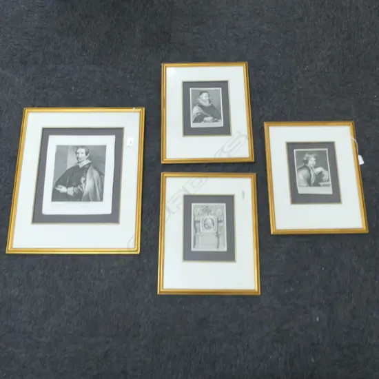 4 ANTIQUE ETCHINGS; 3 415x330mm, 1 540x445mm overall size