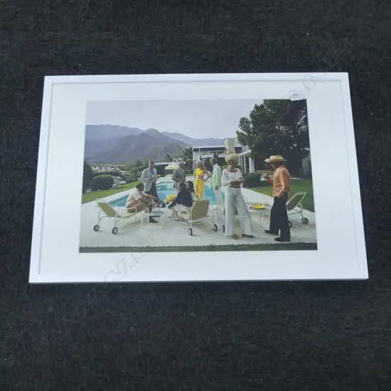 SLIM AARONS PRINT 'POOLSIDE PARTY' 395x565mm