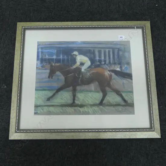 SIGNED PASTEL, HORSE RIDER 380x470mm