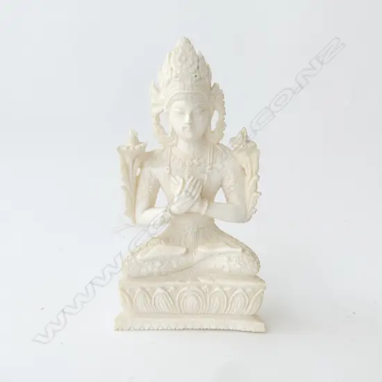 FINELY DETAILED CARVED IVORY BUDDHA H140MM