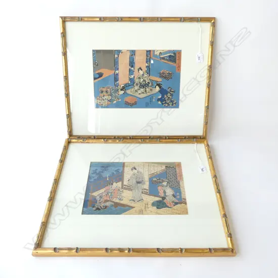 PR ANTIQUE JAPANESE PRINTS; KABUKI DRAMA 220x330mm FOXING