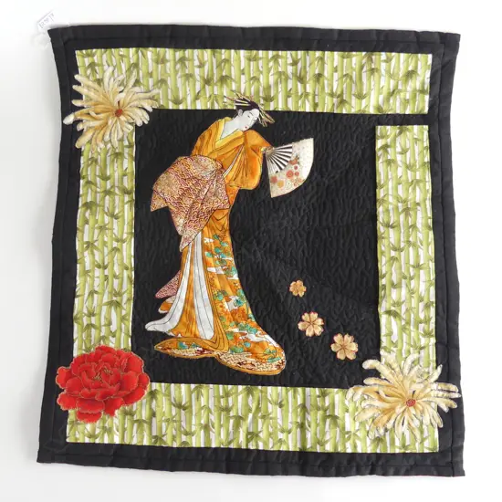 BERYL VERNON 'GEISHA' FABRIC ART PANEL, 2012 510x480mm