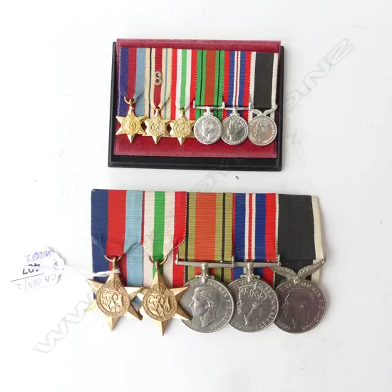 5 WAR MEDALS ALL L. J. DAVIS 437445 + 6 MINIATURES