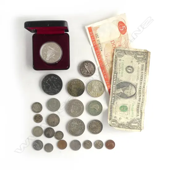 ASST VINTAGE COINS + 2 BANKNOTES
