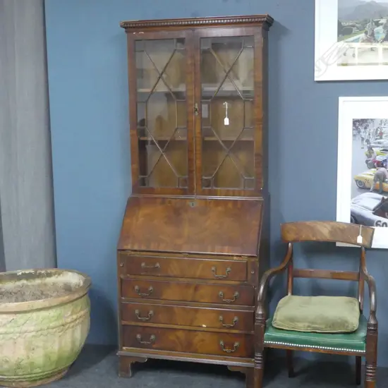 GEORGIAN STYLE BUREAU BOOKCASE, FAULTS