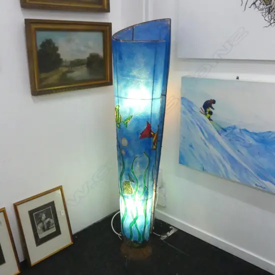 1980/1990'S FIBREGLASS BLUE UNDERSEA STANDING FLOOR LAMP H 1400 MM