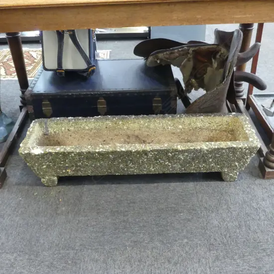 VINTAGE CONCRETE PEBBLE TROUGH PLANTER 990x270x245mm