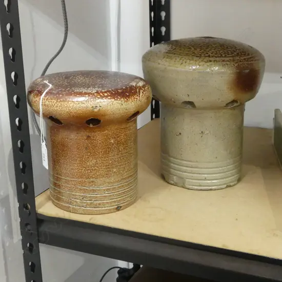 2 CRUM NEW LYNN POTTERY SUMPS H.220, 185mm