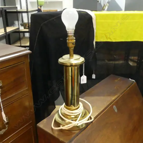 late 20thC brass based column lamp