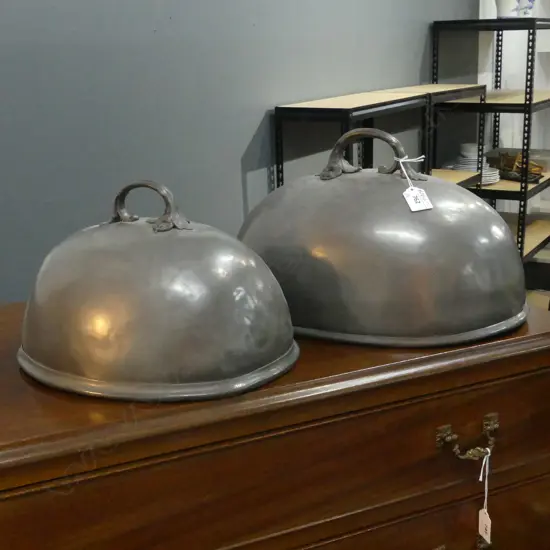 PR ANTIQUE FOOD COVERS, SHEFFIELD MAPPIN & WEBB L.370mm & 300mm