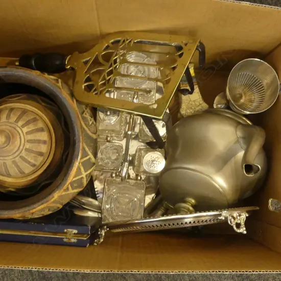 TRIVET, CRUET SET, EP SALVER & GOBLET ETC