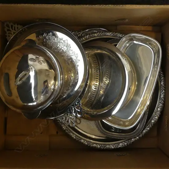 BOX LOT EP TRAYS & DISHES