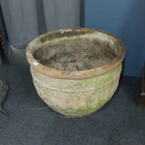 LGE TERRACOTTA GARDEN PLANTER fluted w rope twist detail Dia.700mm H.490mm