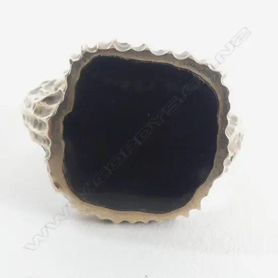 BRONZE & BLACK RESIN BRUTALIST SIGNET RING, JEWELLER KIM BRICE, SIZE N