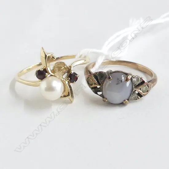 14ct GOLD RING 1.95gms +9ct GOLD RING 2.47gms both gem set & w stones missing SIZE L/Q