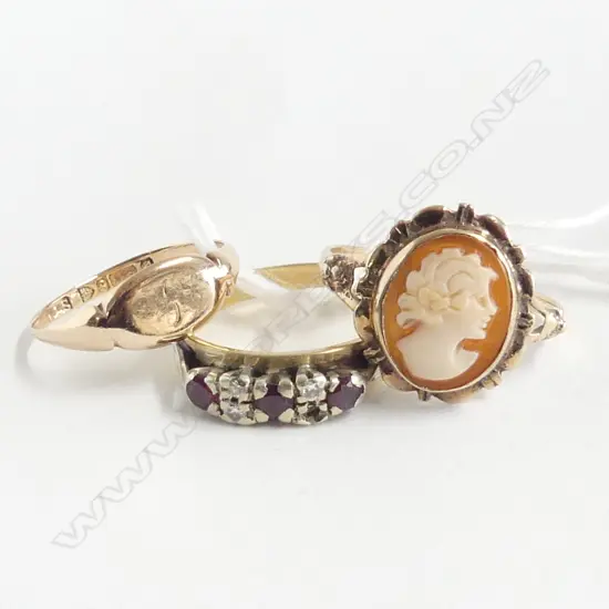 3 9ct GOLD RINGS some faults 7.1gms