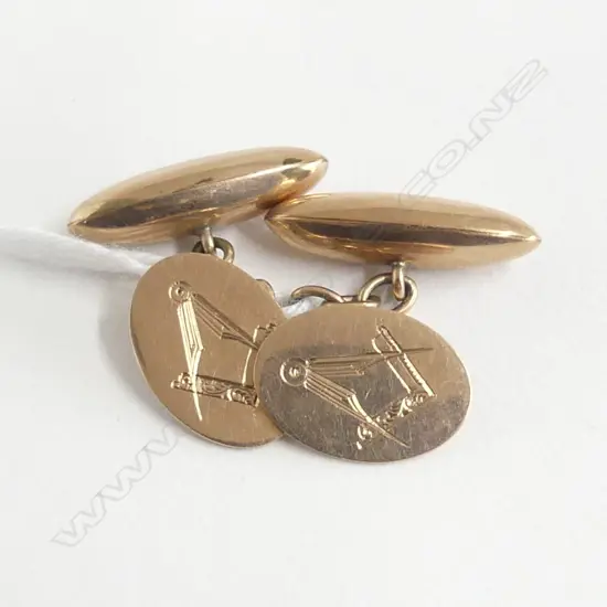 PR 9ct ROSE GOLD MASONIC CUFFLINKS c1900 5.3gms